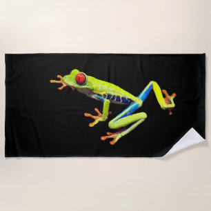 Rotäugiger gemalter Laubfrosch  Strandtuch