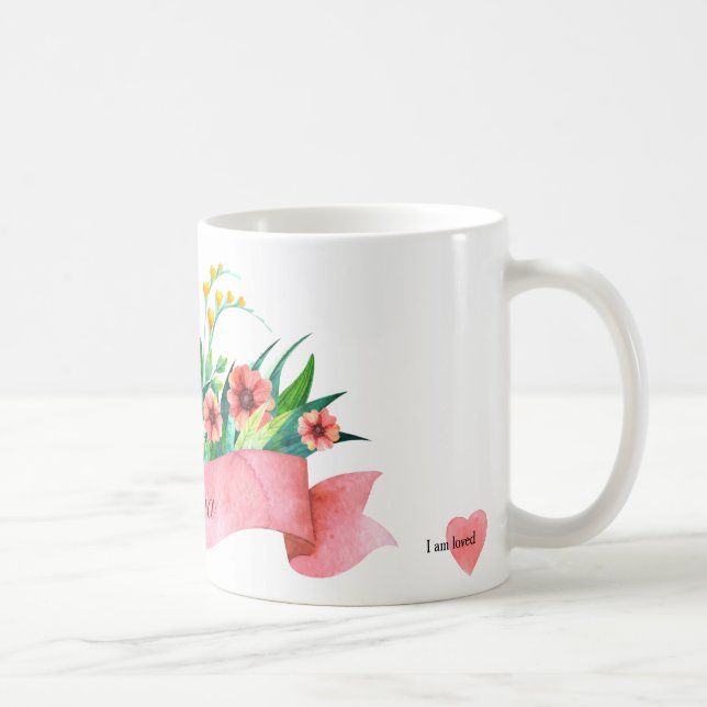 Rotband-Blumen-Tasse Kaffeetasse (Rechts)