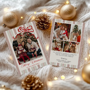 Rotband-Familienfoto-Weihnachts-Feiertagskarte Feiertagskarte