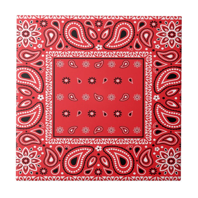 Rotbandana paisley bandanas Rap Hip Hop Fliese (Vorderseite)