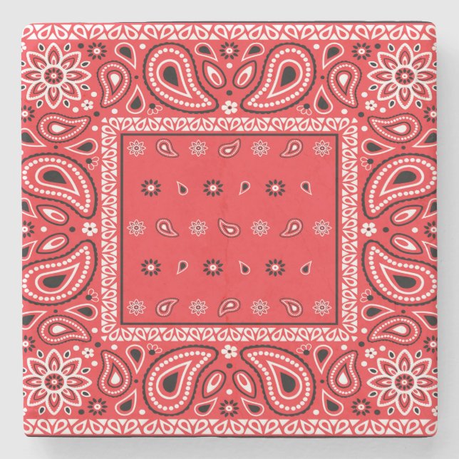 Rotbandana paisley bandanas Rap Hip Hop Steinuntersetzer (Vorderseite)