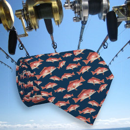 Rotbarsch-Muster Salzwasserfischer Navy Blau Krawatte