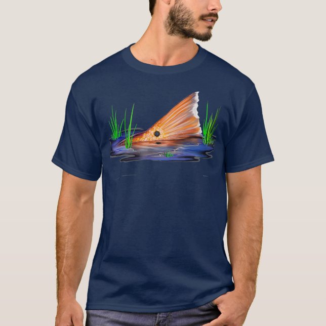 Rotbarsch Roter Trommelfisch Rotbarsch Schwanz T-Shirt (Vorderseite)