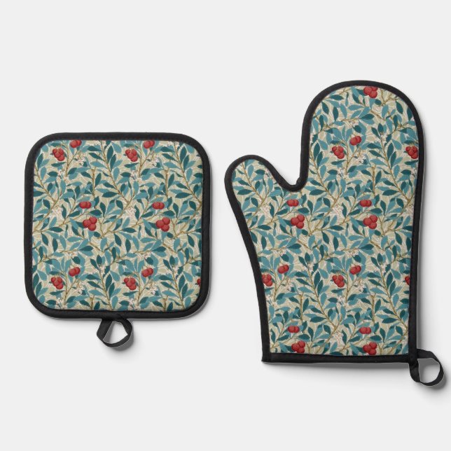 Rotbeerbaum, William Morris Ofenhandschuh & Topflappen-Set (Vorderseite)