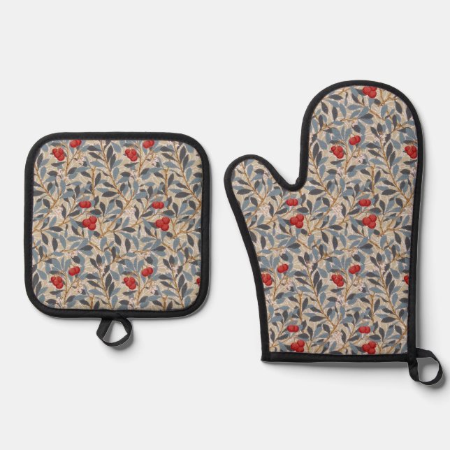 Rotbeerbaum, William Morris Ofenhandschuh & Topflappen-Set (Vorderseite)