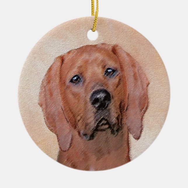 Rotbein-Innenmalerei - Niedliche Original Hundkuns Keramik Ornament (Vorne)