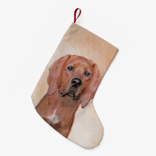 Rotbein-Innenmalerei - Niedliche Original Hundkuns Kleiner Weihnachtsstrumpf