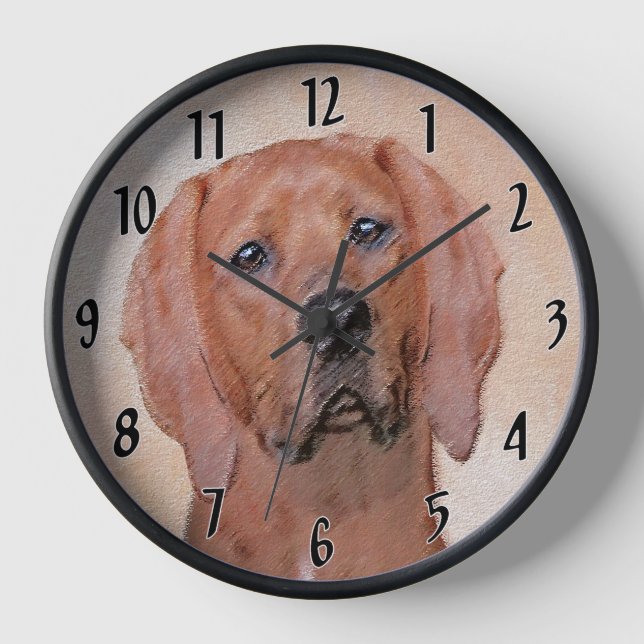 Rotbein-Innenmalerei - Niedliche Original Hundkuns Uhr (Vorderseite)