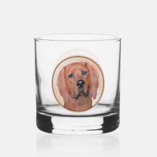 Rotbein-Innenmalerei - Niedliche Original Hundkuns Whiskyglas