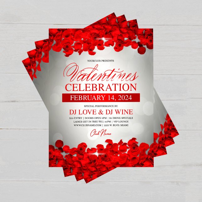 Rotblatt & Rosen Valentinstag-Veranstaltung  Flyer (Von Creator hochgeladen)