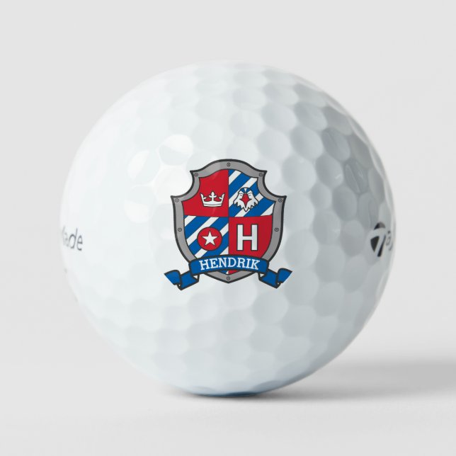 Rotblaues Wappen Eagle H monogramm Golfball (Vorderseite)