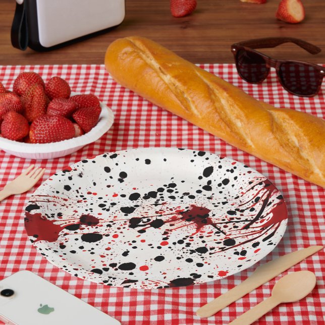 Rotblut-Spritzer-Muster Pappteller (Picknick)