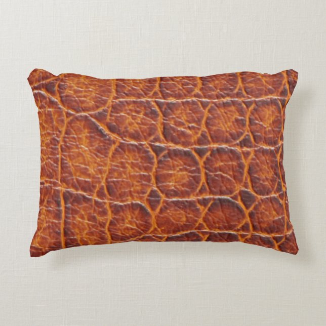 Rotbraune Alligator-Skin Dekokissen (Vorderseite)