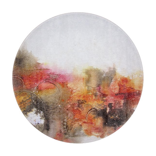 Rotbraune orange weiße moderne abstrakte Kunst Schneidebrett (Vorderseite)
