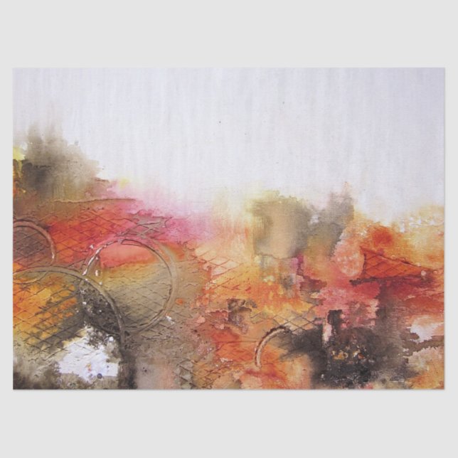 Rotbraune orange weiße moderne abstrakte Kunst Seidenpapier (Vorderseite)