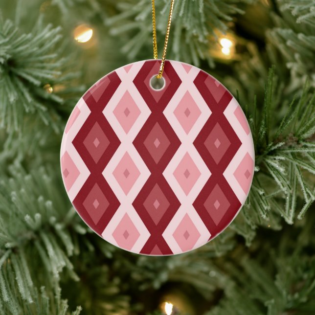 Rotdiamantenmuster Keramik Ornament (Baum)