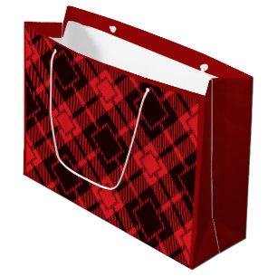 Rotdiamantenmuster Tartan Große Geschenktüte