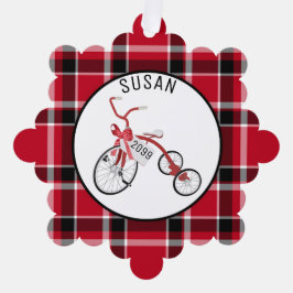 Rotdreirädrige Kleinkinder - Geschenk-Tag - Ornament Karte