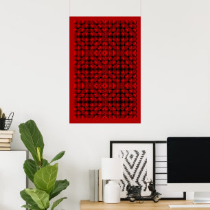 Rote 3D-optische Täuschung Geometrische Kugeln Mus Poster