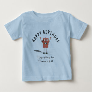 Rote 3D-Roboter-Kindergeburtstagsfeier Baby T-shirt