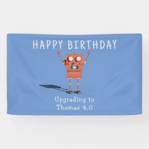 Rote 3D-Roboter-Kindergeburtstagsfeier Banner
