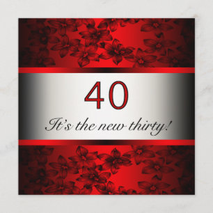 Rote 40. Geburtstagsfeier Party Einladung