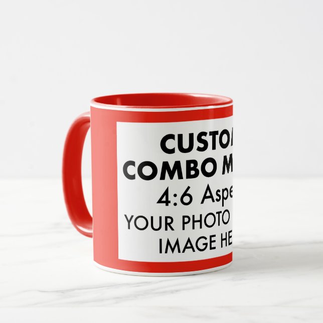 Rote 4:6 Landschaftsfoto-Rahmen Custom Combo Tasse (Vorderseite Links)