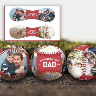 Rote 4 Fotos Varisty-Schrift Weltbester Vater Baseball