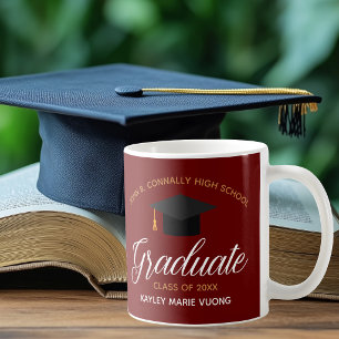 Rote Abschlussfeier 2023 Personalisiertes Abschlus Kaffeetasse