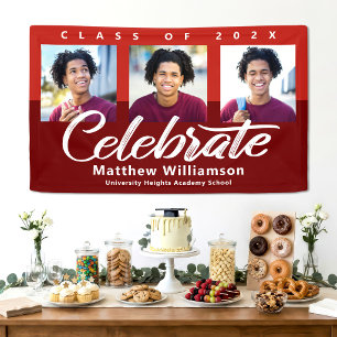 Rote Abschlussfeier 3 Foto Fette Schrift Moderne M Banner