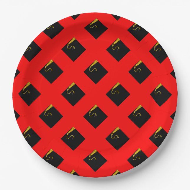 Rote Abschlussfeier-Papierplatten Pappteller (Vorderseite)