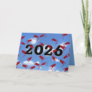 Rote Abschlusskappen 2026 am Himmel Karte