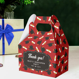 Rote Absolventenmützen & Diplome Muster Danke für Geschenkschachtel