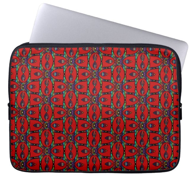 Rote Abstrakte Blume Blumen Moderne Kunst Laptopschutzhülle (Vorderseite)