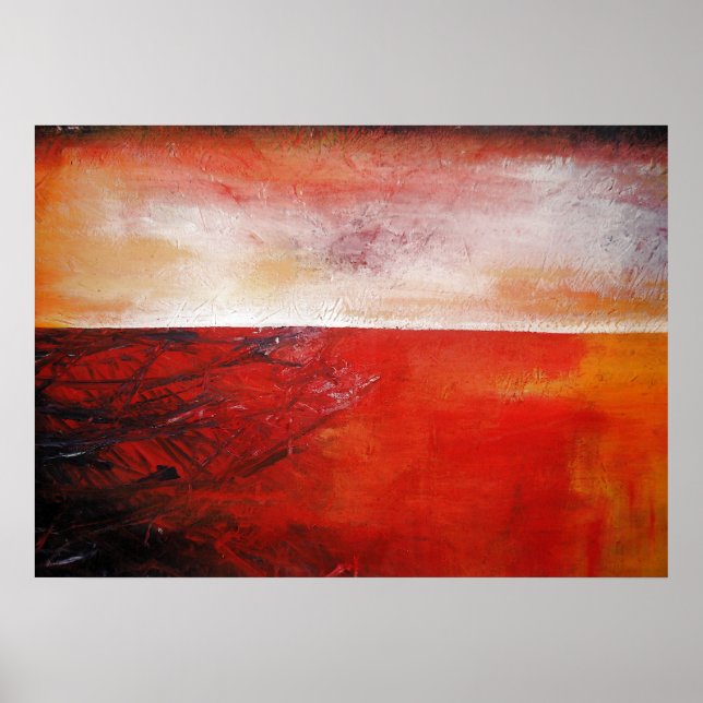 Rote Abstrakte Leinwand Malerei Print Moderne Krea Poster (Vorne)