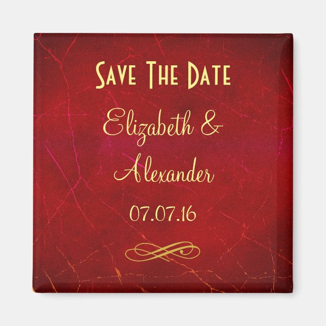Rote Abstrakte Save the Date Erinnerung Magnet (Vorne)