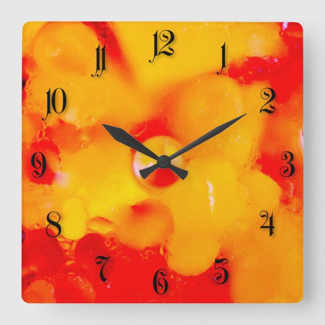 Rote Abstraktion Quadratische Wanduhr (Vorderseite)