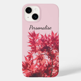 Rote Ahorn-Blätter auf Rosa Case-Mate iPhone 14 Hülle