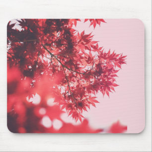 Rote Ahornblätter auf Rosa Mousepad