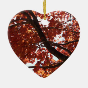 Rote Ahornzweige Herbstfarben Keramik Ornament