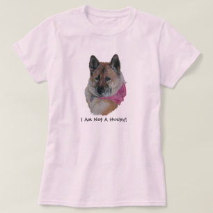 Rote Akita in rosa Schal leicht herzen Huskyslogan T-Shirt