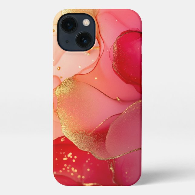 Rote Alkoholfarbe Moderne Kunst elegantes Mädchen iPhone Hülle (Rückseite)