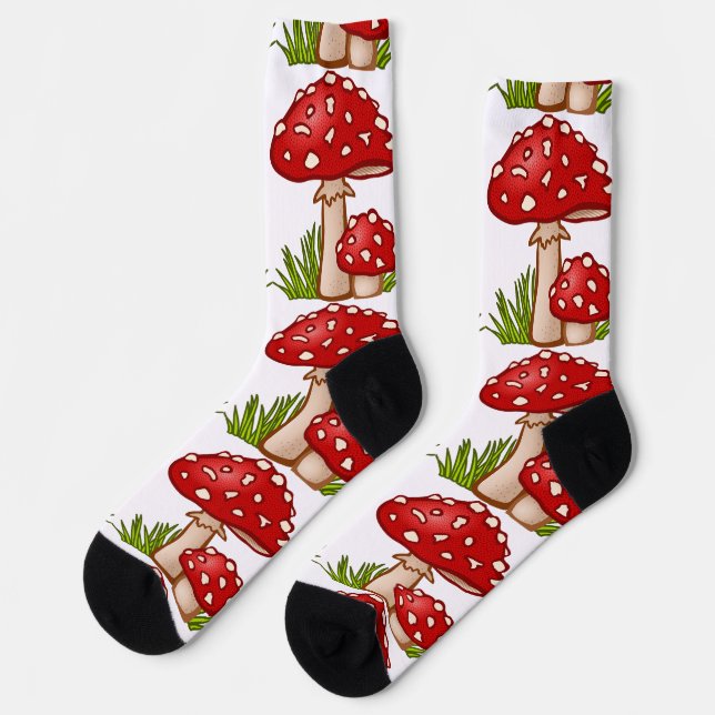 Rote Amanita-Pilze Thunder_Cove  Socken (Linkes Detail)