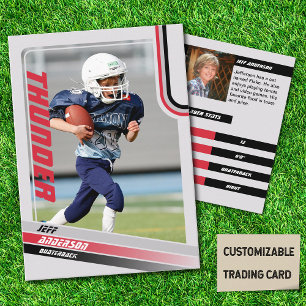 Rote American-Football-Sammelkarten für Kinder Telefonnummerkarte