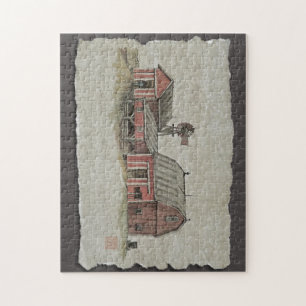 Rote amische Scheune u. Windmühle Puzzle