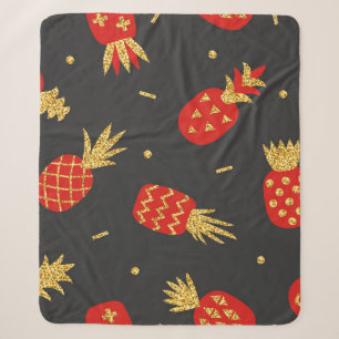 Rote Ananas, Glitter, schwarzer Hintergrund. Sherpadecke