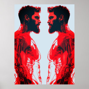 Rote Anatomie - Abstrakte Muskelstudie Poster