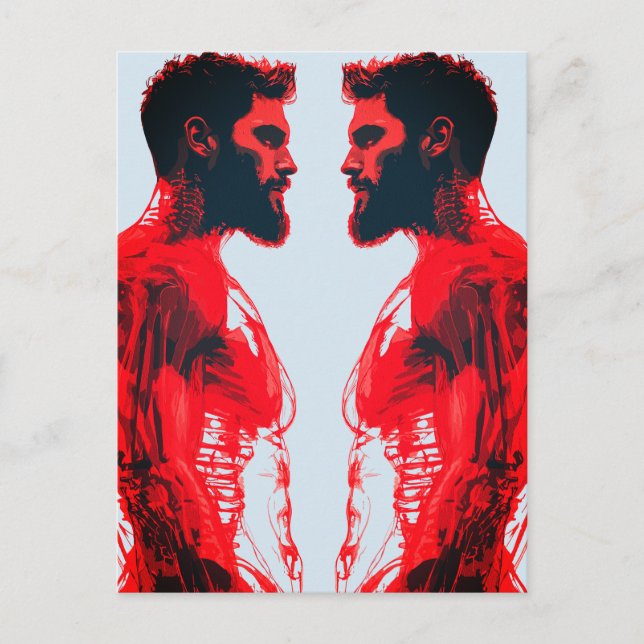 Rote Anatomie - Abstrakte Muskelstudie Postkarte (Vorderseite)