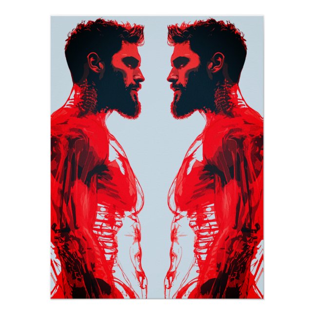 Rote Anatomie – Abstrakte Studie menschlicher Musk Poster (Vorderseite)