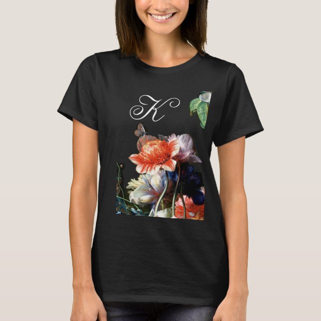ROTE ANEMONEN, WEISSE BLUME, BAKERFLY-MONOGRAMM T-Shirt (Vorderseite)